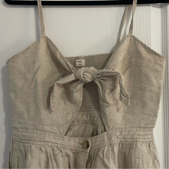 Wilfred “Adelia” 100% linen tie front professionally shortened summer mini dress - Picture 6 of 10